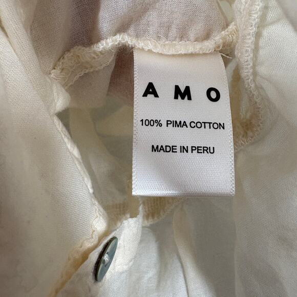 Amo Size Large Danica Cami Cream Pima Cotton Lace Trim Button Up Spaghetti Strap - Picture 7 of 7